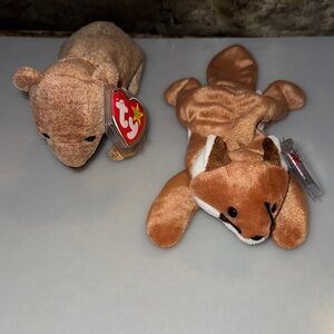 Ty Beanie Babies Pecan Bear and Sly Fox